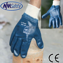 NMSAFETY Heavy duty knit wrist working gloves nitrile dip oil gas resistant glove